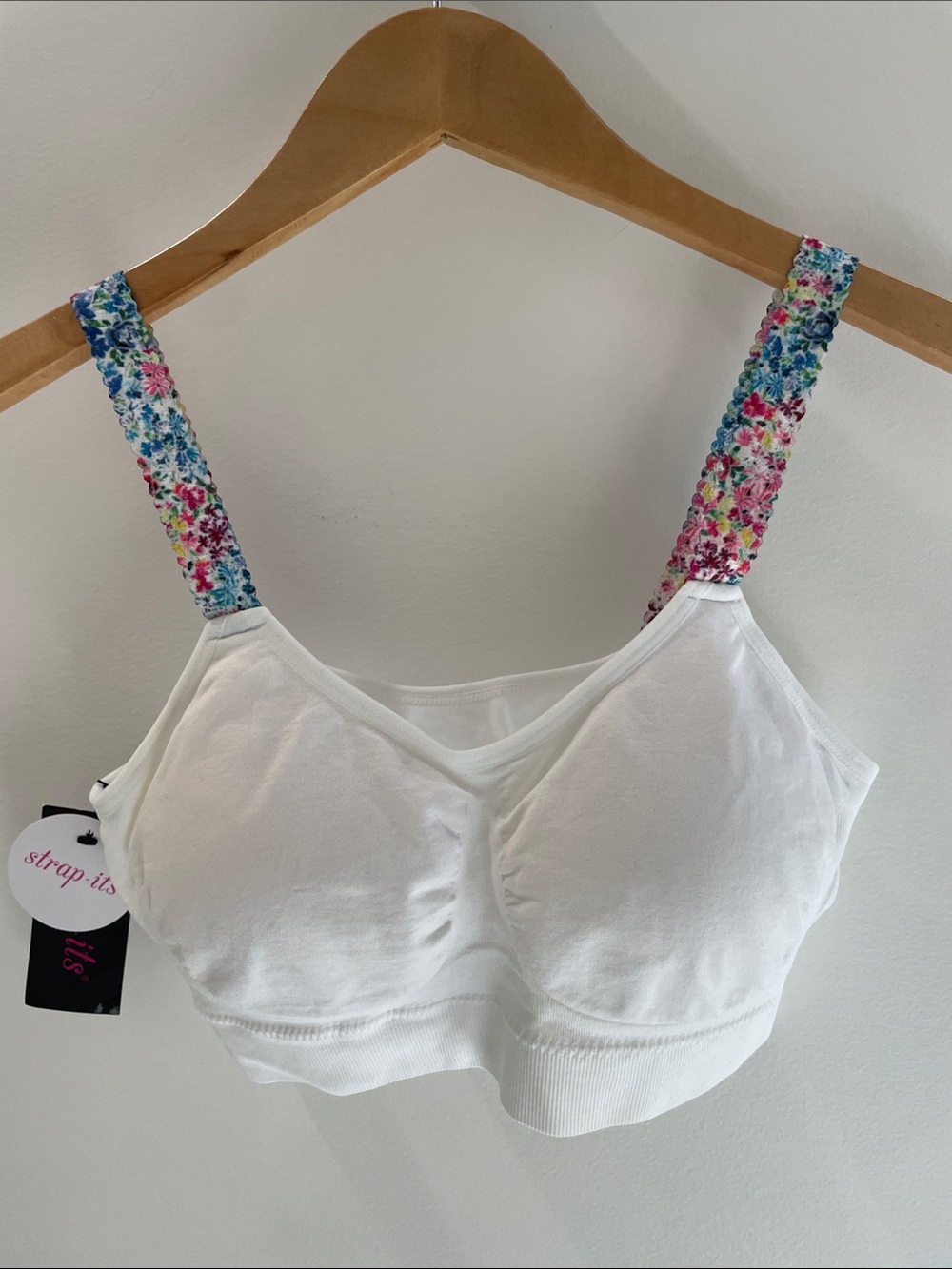 Strap-Its White Bralette with Floral Adjustable Straps ( one size )